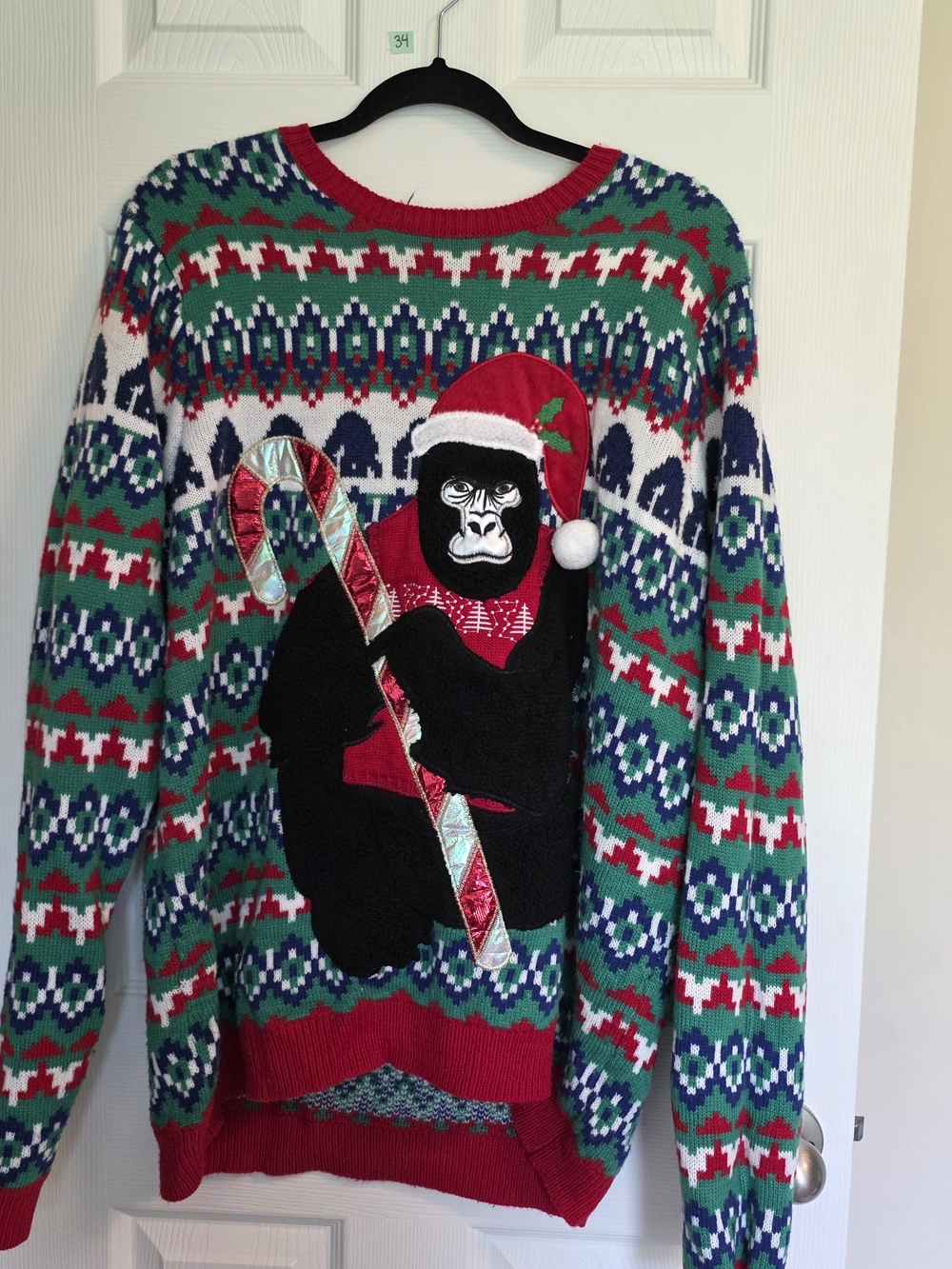 Holiday Time Men's Crewneck Sweater in Green, Red, White, Navy